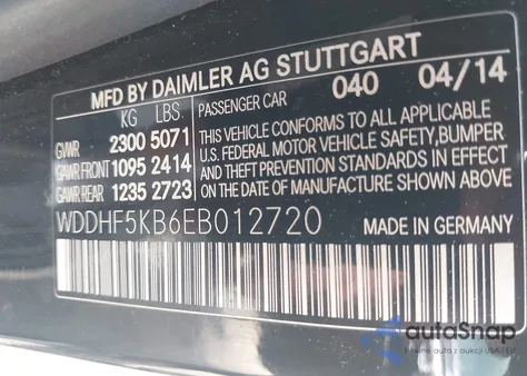 2014 Mercedes-Benz E 350 z USA, uszkodzony, nr VIN WDDHF5KB6EB012720